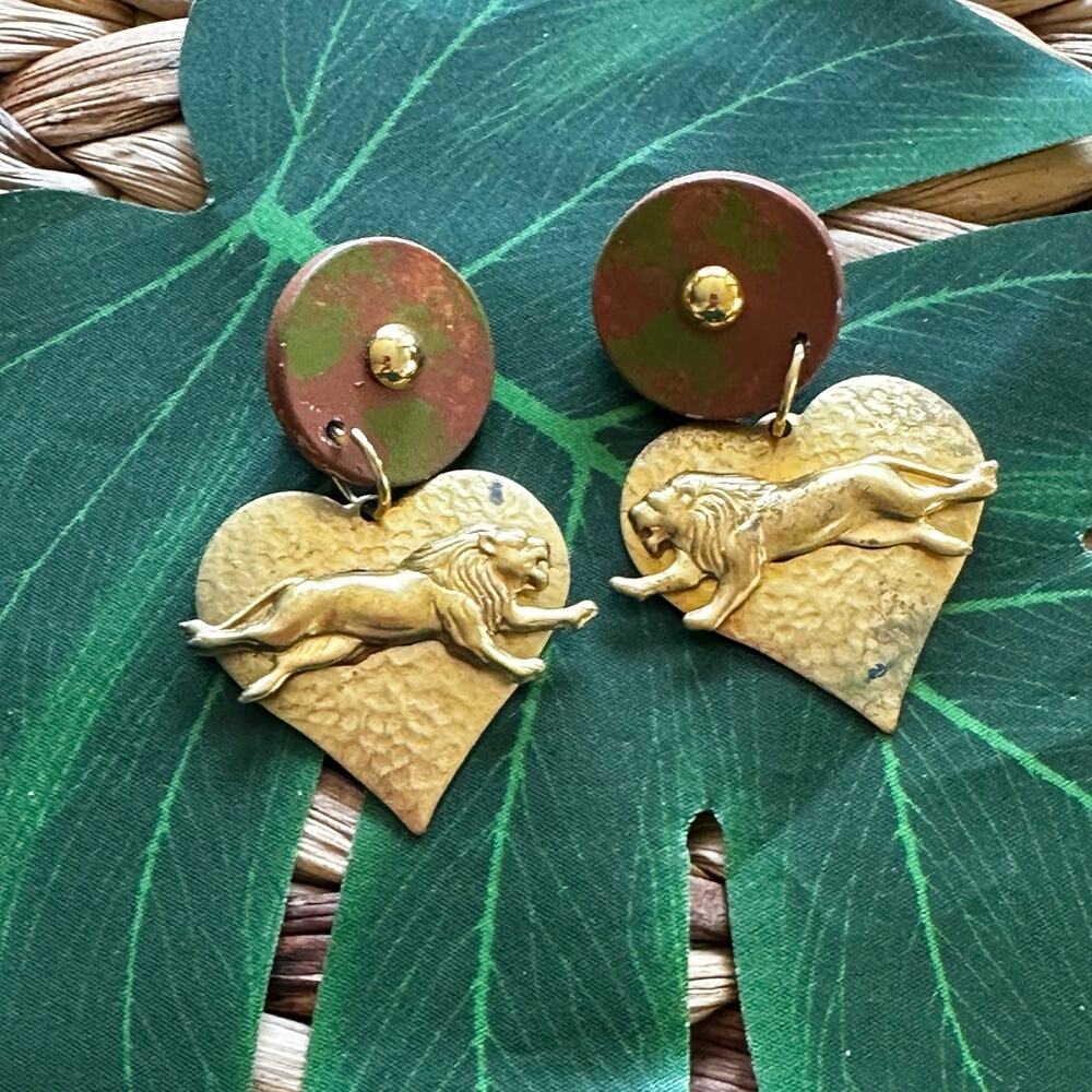 BOGO FREE BRASS LION CLIP ON EARRINGS